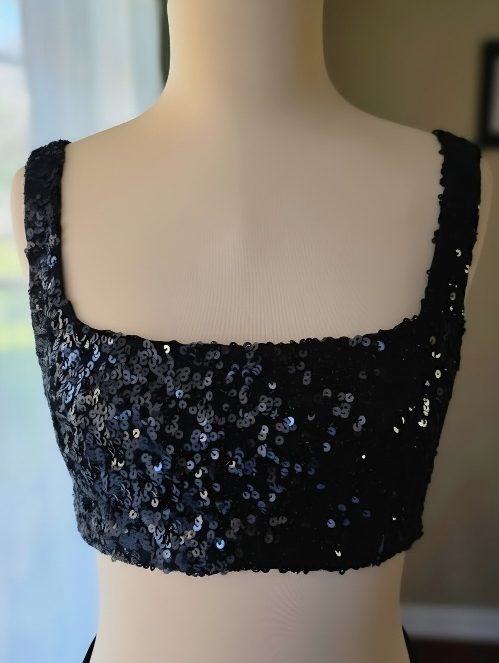 Forever 21 Black‎ Sparkly Sequin Summer Crop Top Women's Small Festival Favorite